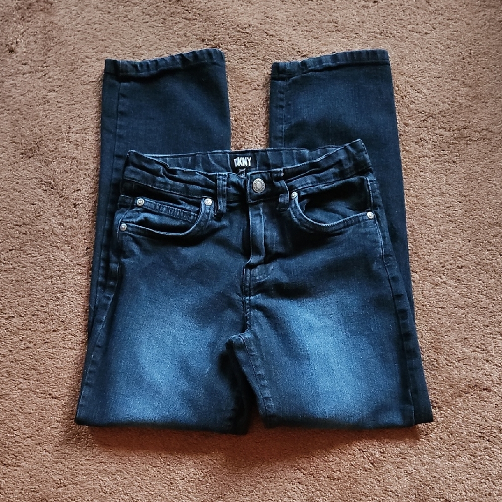 DKNY Girls Dark Wash Jeans Size 10 Adjustable Waist127805 RN 1